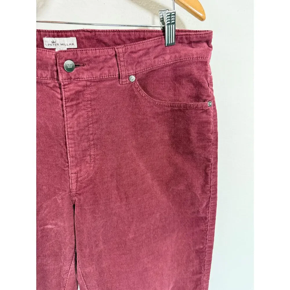 Peter Millar Men’s Corduroy Classic Fit Pants Burgundy Golf Luxury 5-pocket  36